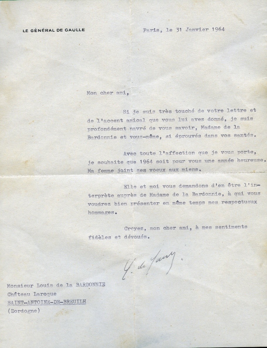 Lettre De Gaulle 31 janvier 1964